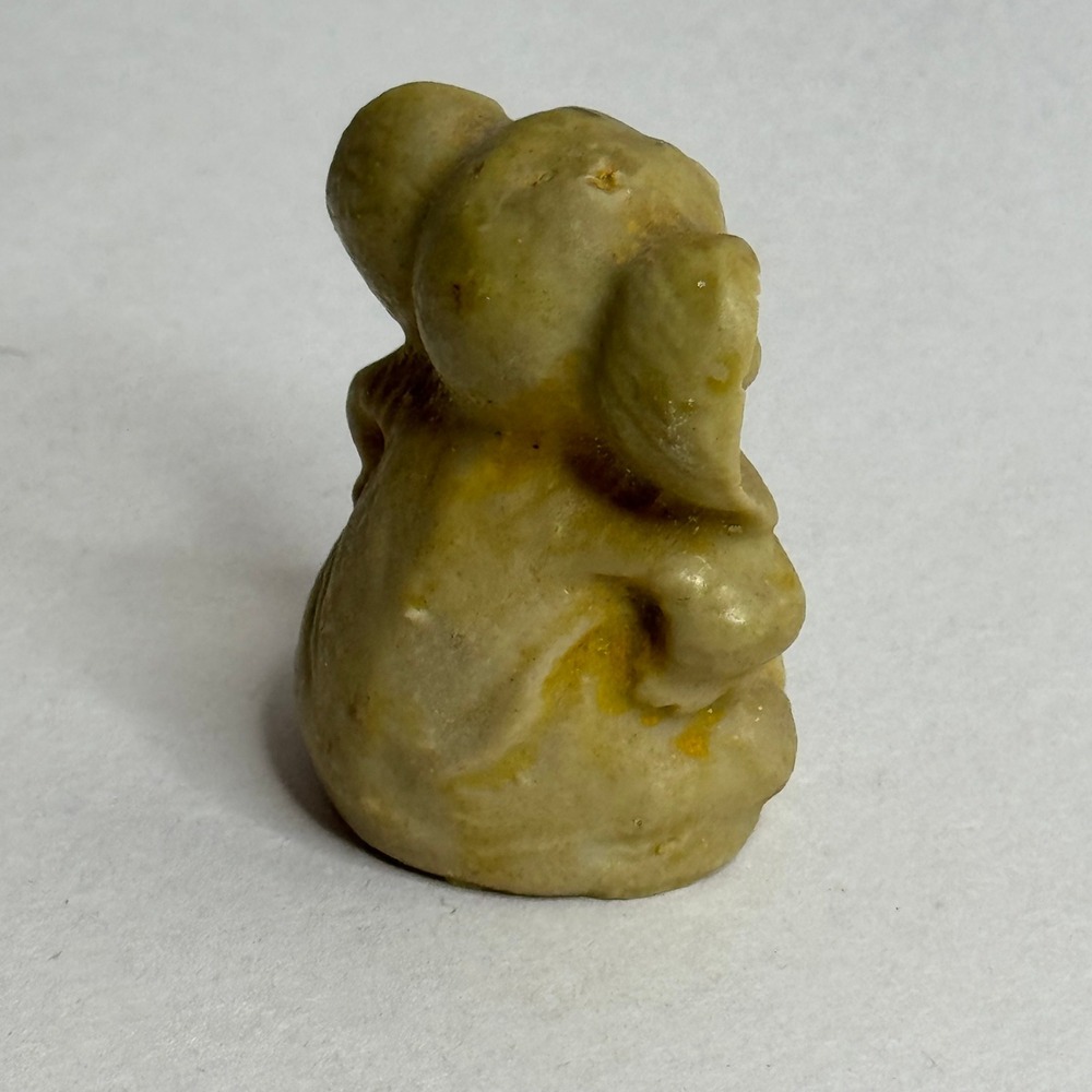 Vintage Carved Stone Elephant Figurine Sitting Trunk Up MINI Mexico 2.5 Inch - Picture 4 of 9